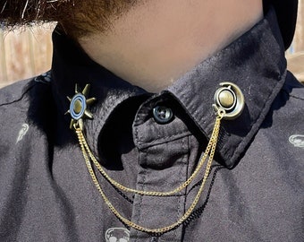 Sun and Moon Collar Pins with Chains