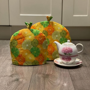 TEA COSY  Teapot Cover for a Cottage Retro Kitchen Yellow Orange Lemon Lime