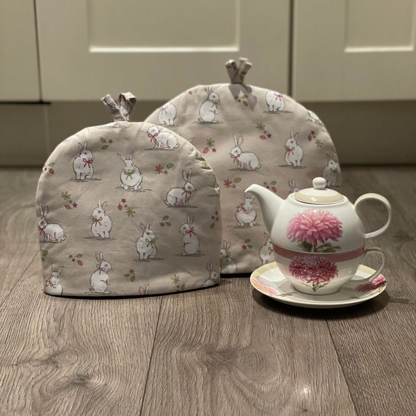 TEA COSY Housse de théière pour un Cottage Cuisine Rétro Marron Gris Harley Lièvre Lapins Lièvres