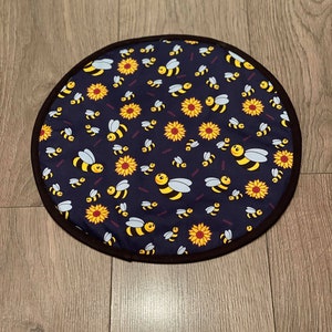 AGA Hob Lid Mat Pad Round Hob Cover With Straps Bumblebee Honey Bee Eco friendly Cotton Washable Reusable