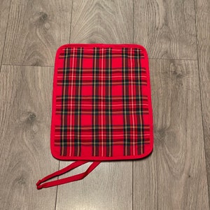 Rayburn 200 300 400  Hob Lid Mat Pad Hob Cover With Straps  Red Royal Stewart Cotton Tartan Washable Burns Night Plaid