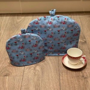 TEA COSY  Teapot Cover for a Cottage Retro Kitchen Blue Bicycle