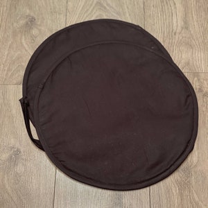 AGA Hob Lid Mat Pad Round Hob Cover With Straps Eco friendly Cotton Washable Reusable Black Plane Cotton