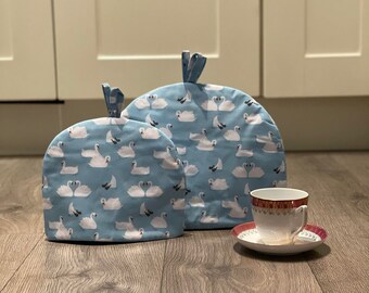 TEA COSY Couvercle de théière pour une cuisine style cottage rétro Bleu cygne blanc