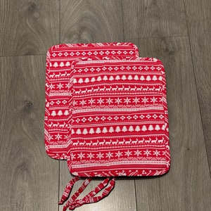 Rayburn 200 300 400 Sage Hob Lid Mat Pad Hob Cover With Straps Red White Christmas Cotton Washable