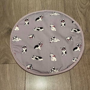 Eco friendly Cotton Washable Reusable Aga Hob Lid Mat Pad Round Hob Cover With Loop/straps Pug Dog