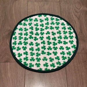 Eco friendly Cotton Washable Reusable Aga Hob Lid Mat Pad Round Hob Cover With Loop/straps Green Irish Clover Shamrock