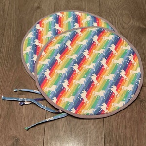 Rainbow Unicorn Eco friendly Cotton Washable Reusable Aga Hob Lid Mat Pad Round Hob Cover With Loop/Straps
