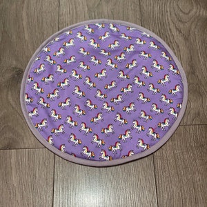 Eco friendly Cotton Washable Reusable Aga Hob Lid Mat Pad Round Hob Cover With Loop/straps Rainbow Unicorn