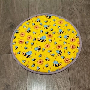 AGA Hob Lid Mat Pad Round Hob Cover With Straps Bumblebee Honey Bee Eco friendly Cotton Washable Reusable