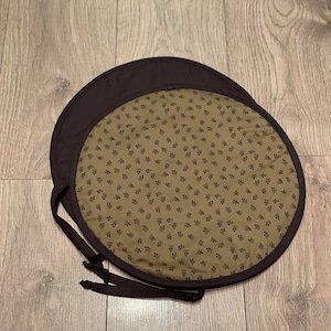 AGA Hob Lid Mat Pad Round Hob Cover With Straps Eco friendly Cotton Washable Reusable Black Olive