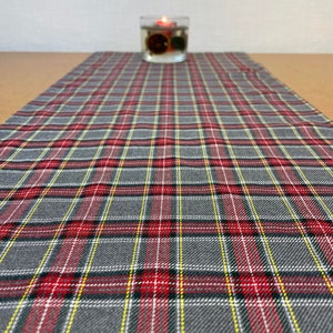 From 70 to 300 cm Long Poly viscose Red Grey  Tartan Runner Placemat Table Napkins Burns Night Plaid