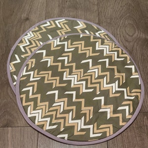 CHEVRONS Eco friendly Cotton Washable Reusable Aga Hob Lid Mat Pad Round Hob Cover With Loop/Straps