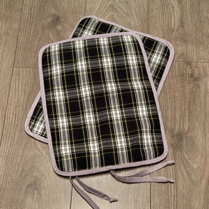 Rayburn 600 Sage Hob Lid Mat Pad Hob Cover With Straps Grey Black Tartan  Cotton Washable