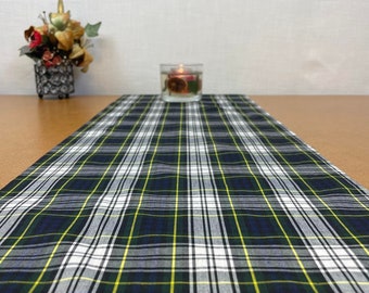 From 70 to 300 cm Long Cotton Campbell  100 % Cotton Tartan Runner Placemat Table Napkins  Navy Black Green Burns Night Plaid