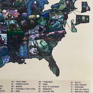Cryptids of the United States Map (with a Legend) - 11x14 and 16x20 ...