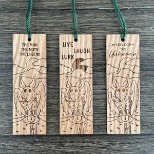 Mothman Bookmark | Book gift | Wooden Bookmark | Cryptid Art | Bookmark for women | Personalized Bookmark gift