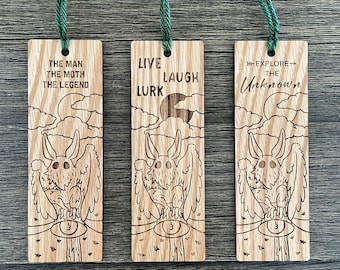 Mothman Bookmark | Book gift | Wooden Bookmark | Cryptid Art | Bookmark for women | Personalized Bookmark gift