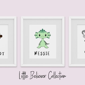 Little Believer Collection - 3 piece Digital Download set - Bigfoot, Nessie, Yeti - Nursery wall art decor cryptid
