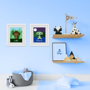 Little Believer 2 piece digital download - Bigfoot and Nessie Children&#39;s Art - Nursery wall art decor cryptid