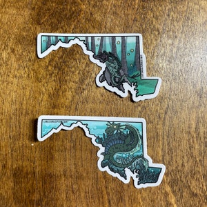 3 inch Vinyl Cryptid State Stickers - Chessie or Snallygaster from Maryland - Hometown Legends | State Cryptids | Lake Monster