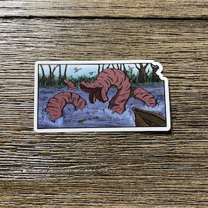 3 inch Vinyl Cryptid State Stickers - Sink Hole Sam from Kansas - Hometown Legends | State Cryptids | Lake Monster