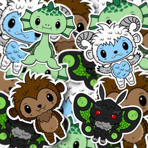 Cute Chibi Cryptid Stickers - cut stickers vinyl weatherproof outdoors
