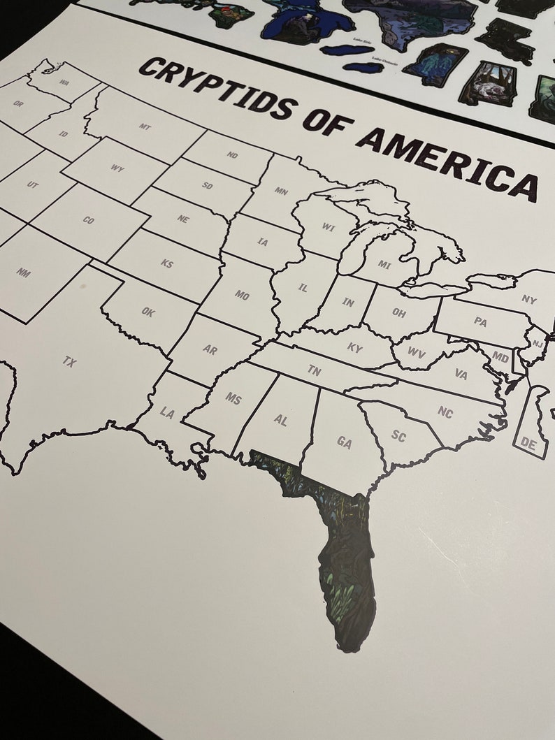 Cryptid Sticker Map of the United States - 18x24 Print - Camper Van ...