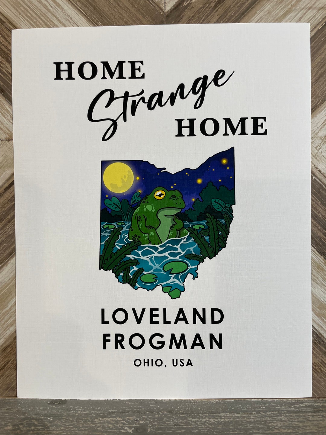 Ohio Fine Art Print: Map of Ohio Featuring Loveland Frogman