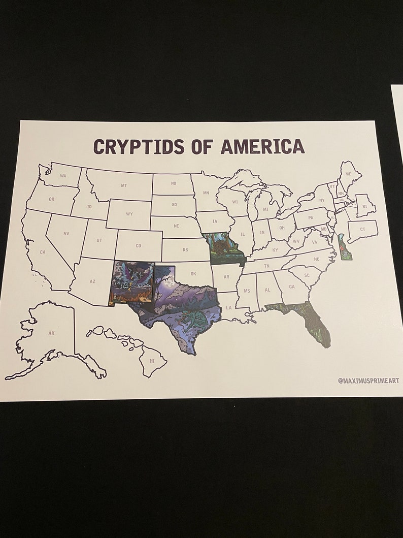 Cryptid Sticker Map of the United States - 18x24 Print - Camper Van ...