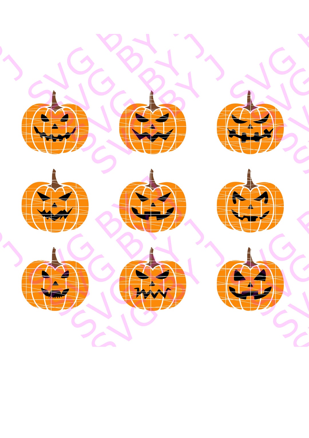 Layered 9 Halloween Pumpkin Bundle Jack O Lantern Faces Svg, Dxf, Png ...