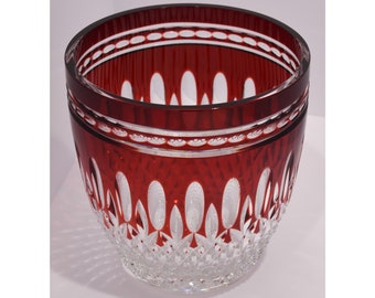 Vintage Waterford Crystal Clarendon Ruby Ice Bucket Red Cut to Clear