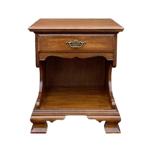 1960s Pennsylvania House Chippendale Solid Cherry Open Nightstand With Drawer