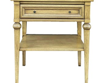 1960s White Fine Furniture Louis XVI Blonde Ash 1 Drawer Nightstand / Side Table