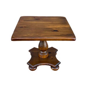 Vintage Ethan Allen by Baumritter Antiqued Pine Rustic Traditional Square Accent or Side Table (12-8054)