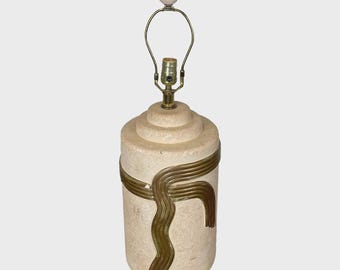 1980s Lee Reynolds for Vanguard Hollywood Regency Plaster Table Lamp in Pale Pink & Gold