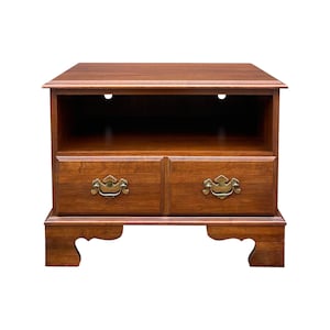 Vintage Jamestown Sterling Chippendale Solid Cherry 1 Drawer Nightstand With Open Shelf