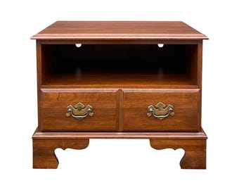 Vintage Jamestown Sterling Chippendale Solid Cherry 1 Drawer Nightstand With Open Shelf