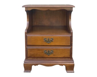 Vintage Heywood Wakefield American Traditional Solid Maple 2 Drawer Nightstand Cinnamon Finish