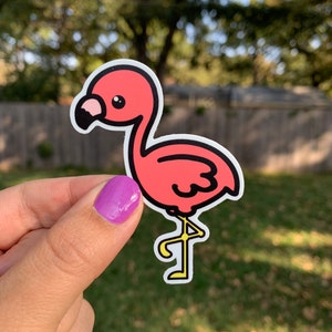 Waterproof, vinyl, dishwasher safe, water bottle, tumbler, laptop, tablet, car, Kawaii FLAMINGO, Sticker