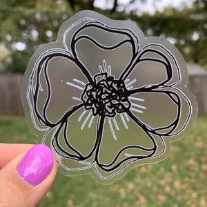 Waterproof, vinyl, dishwasher safe, water bottle, tumbler, laptop, tablet, car, MINIMALISTIC, FLOWER, CLEAR, Sticker