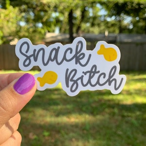 Waterproof, vinyl, dishwasher safe, water bottle, laptop, tablet, car, swear word, Snack Bitch Sticker