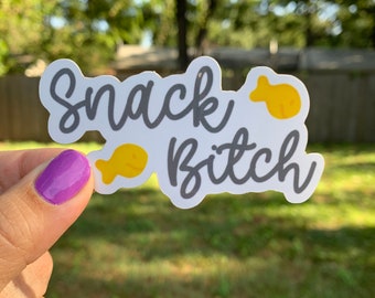 Waterproof, vinyl, dishwasher safe, water bottle, laptop, tablet, car, swear word, Snack Bitch Sticker