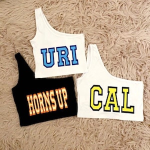 Custom College Crop Top, One Shoulder for Game Day and Tailgate School Sprit Clothing - Etsy
