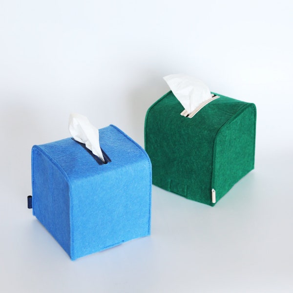 Square Felt Tissue Box Cover, Bathroom Decor, Kleenexx Case Urethane Leather