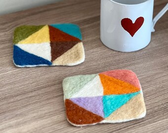 Artisan Wool Felt Coaster, Hand-knit Decorative Modern Drinkware