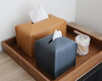 Rectangle Leather Tissue Box Cover, Bathroom Decor, Kleenexx Case Urethane Leather
