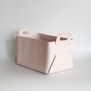 Faux Leather Storage Basket, PU Leather Bin, Makeup Storage Organizer Pink