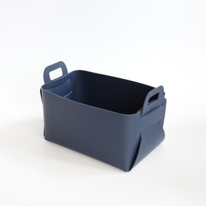 Faux Leather Storage Basket, PU Leather Bin, Makeup Storage Organizer Navy