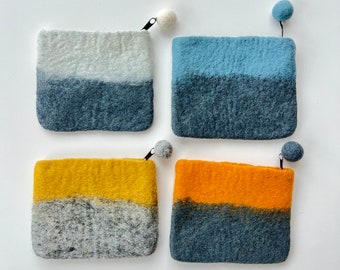 Color Block Wool Felt Coin Purse